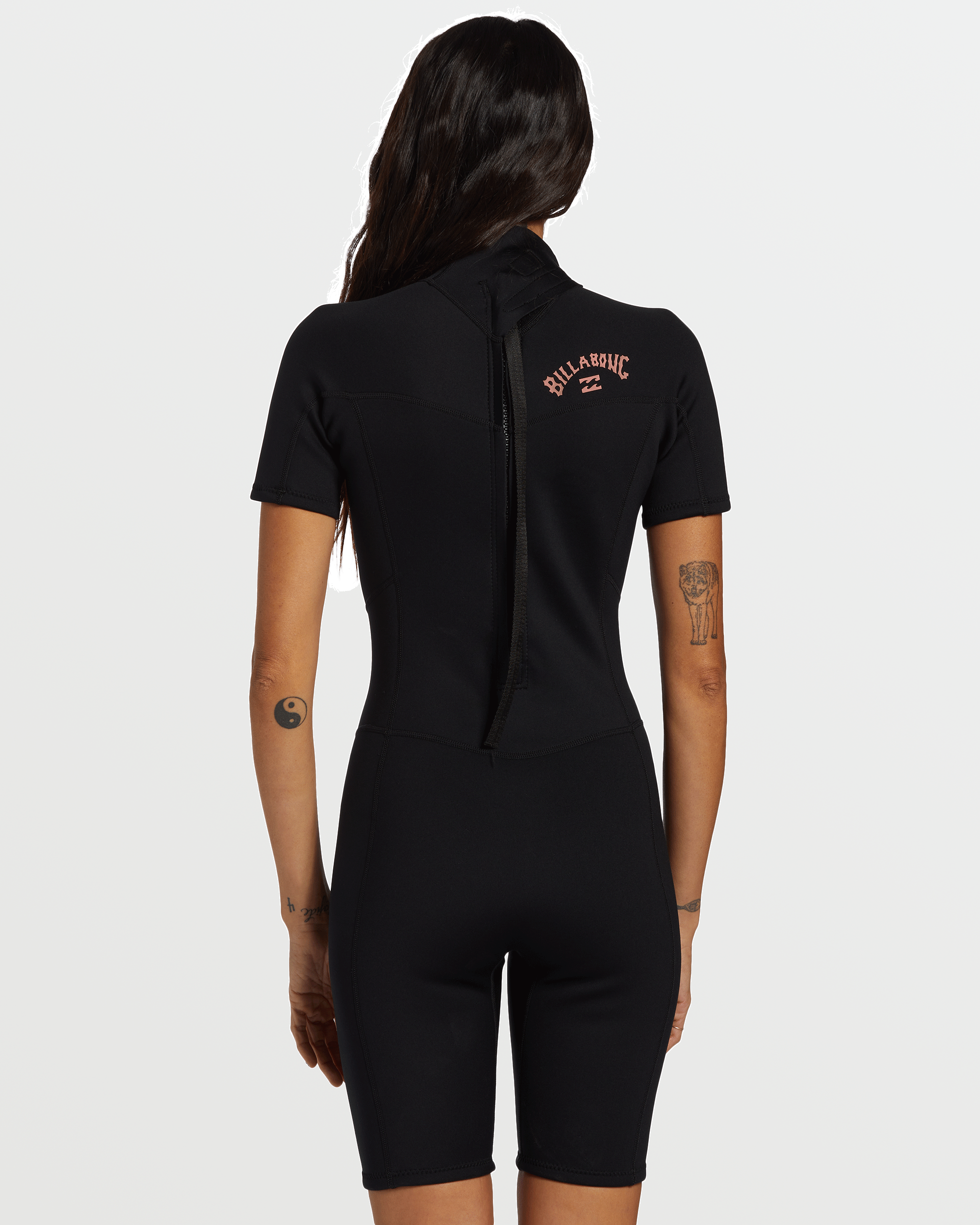 Foil Flatlock Short Sleeve Springsuit - Black
