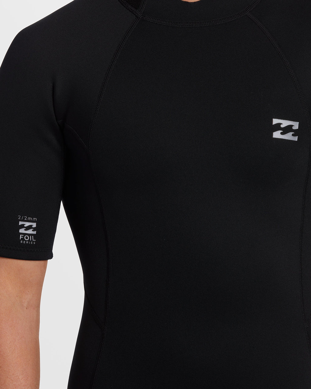 2mm Foil Flatlock Back Zip Short Sleeve Springsuit - Black