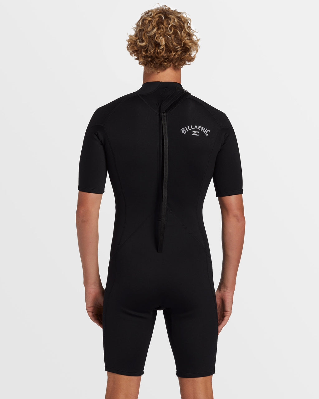 2mm Foil Flatlock Back Zip Short Sleeve Springsuit - Black
