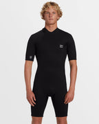 2mm Foil Flatlock Back Zip Short Sleeve Springsuit - Black