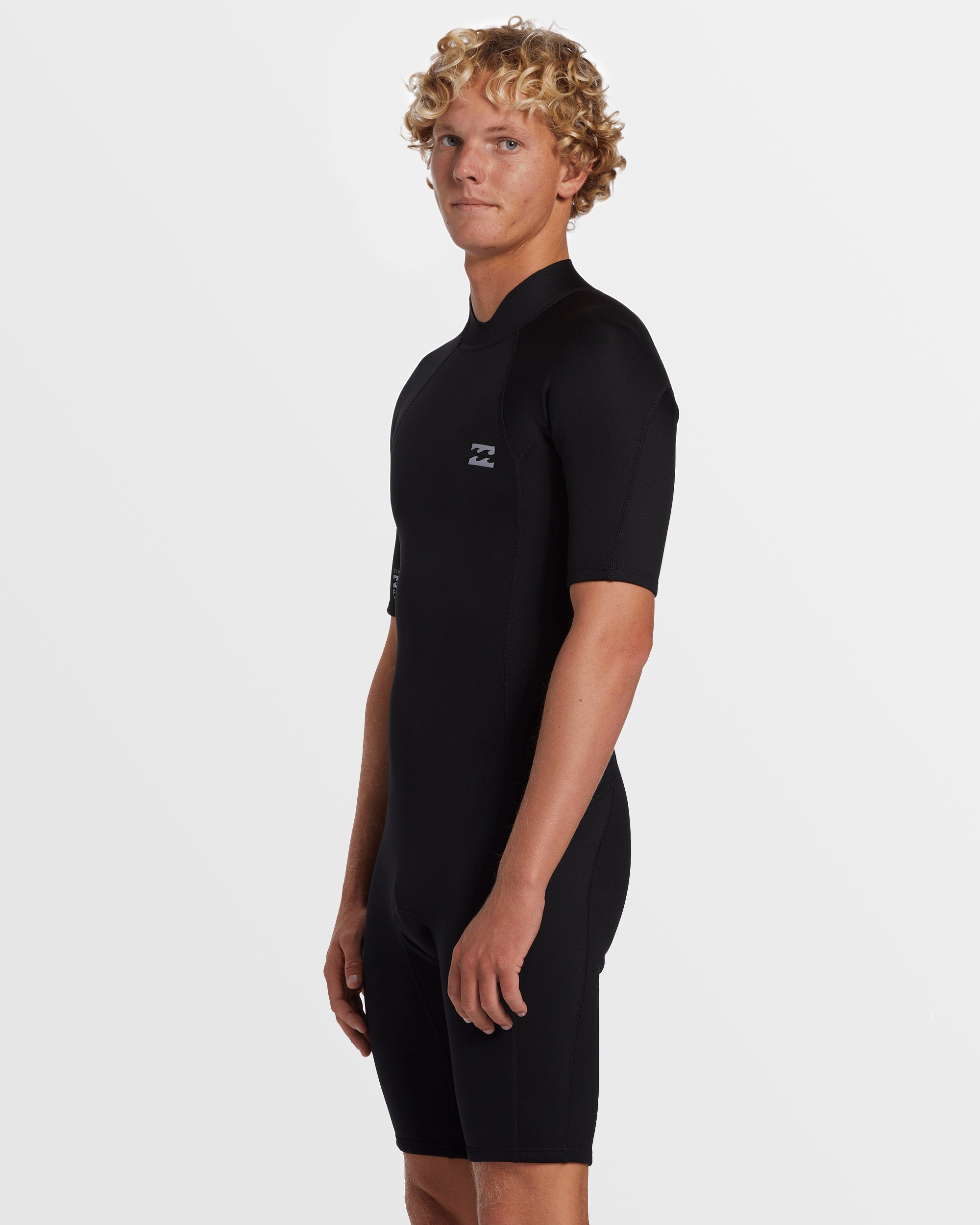 2mm Foil Flatlock Back Zip Short Sleeve Springsuit - Black
