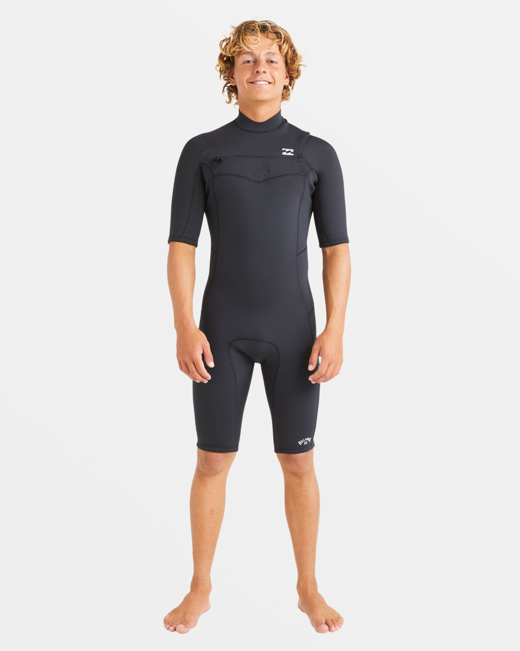 2/2mm Absolute Natural Upcycler GBS Chest Zip Short Sleeve Springsuit - Black