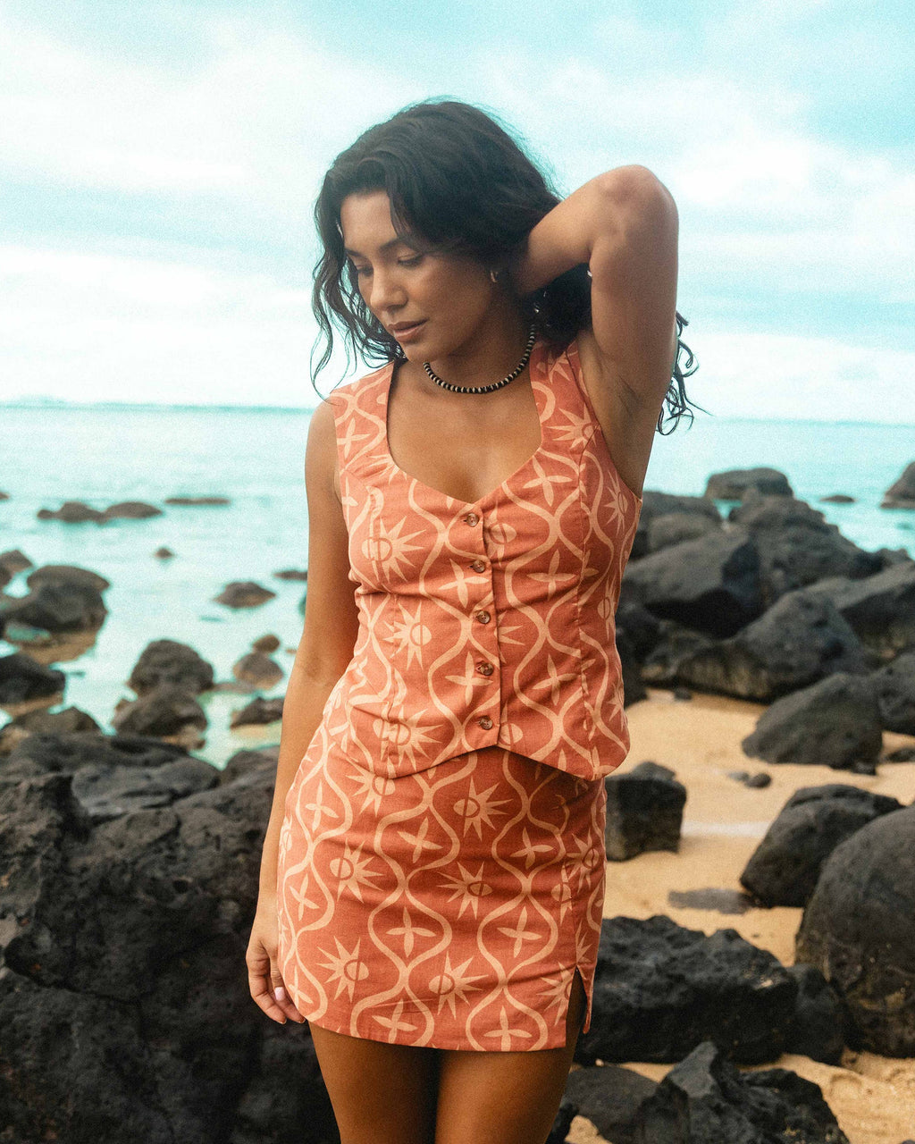Sunny Waves Vest - Dark Coral