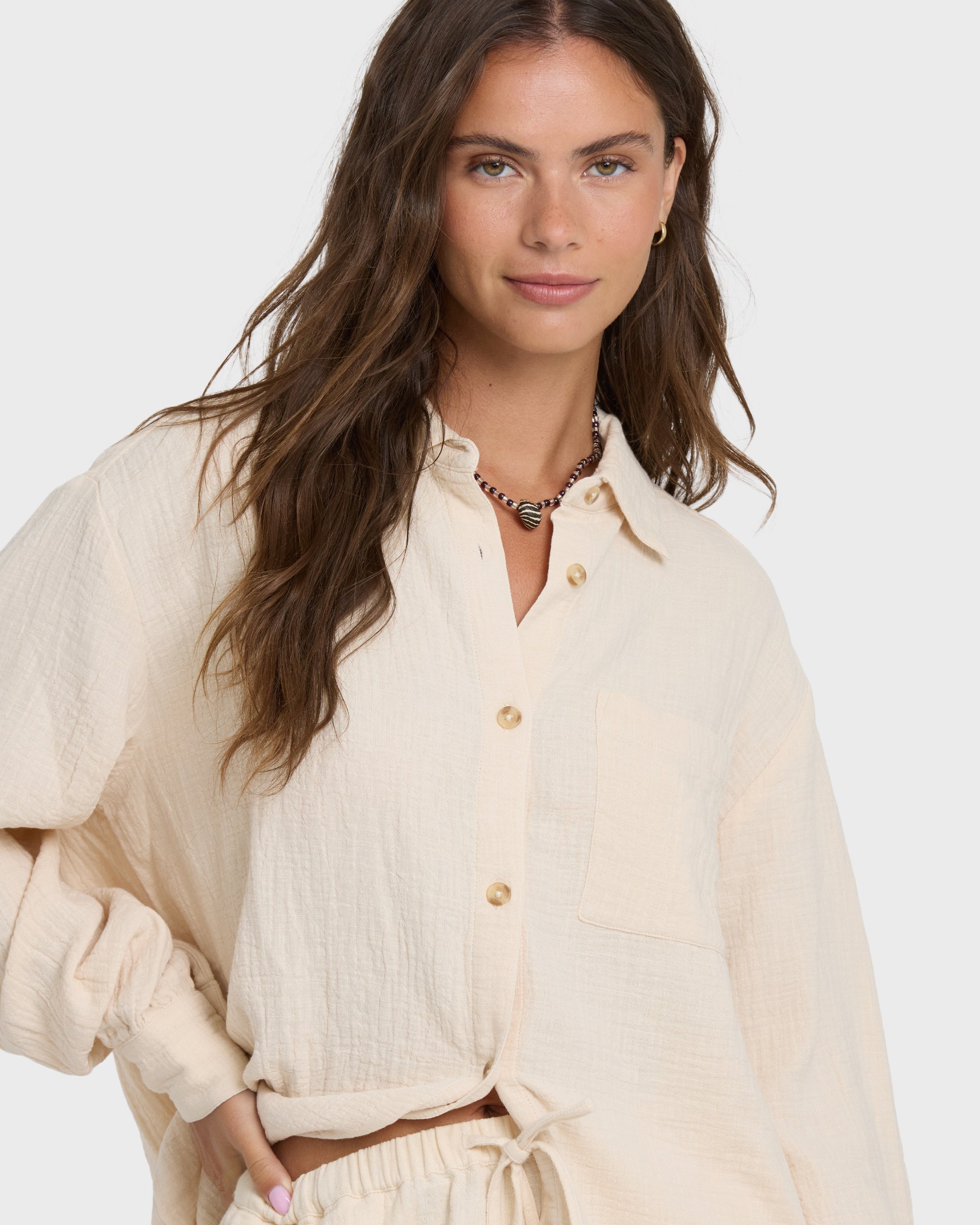 Wanderer Long Sleeve Woven Shirt - Dove