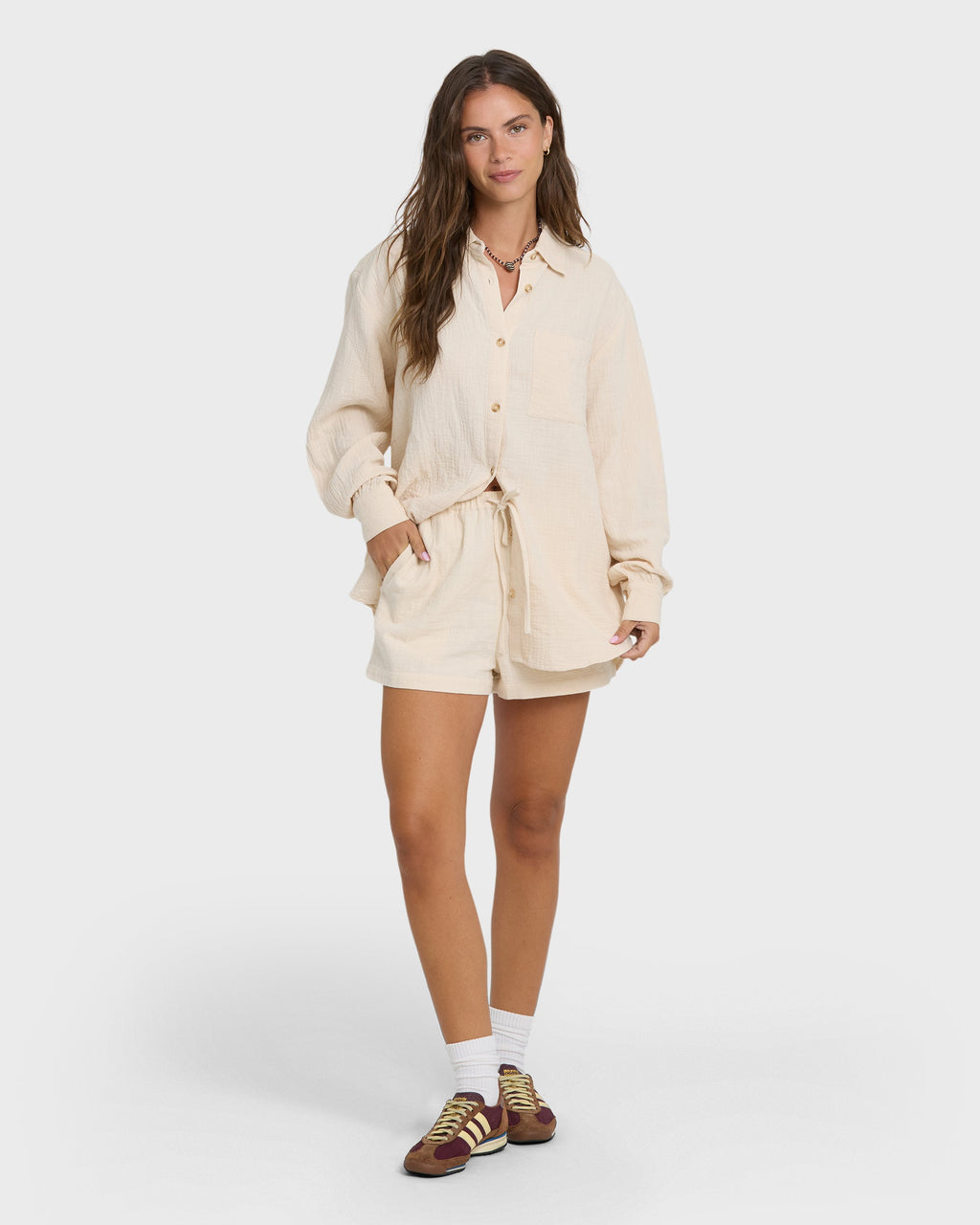 Wanderer Long Sleeve Woven Shirt - Dove