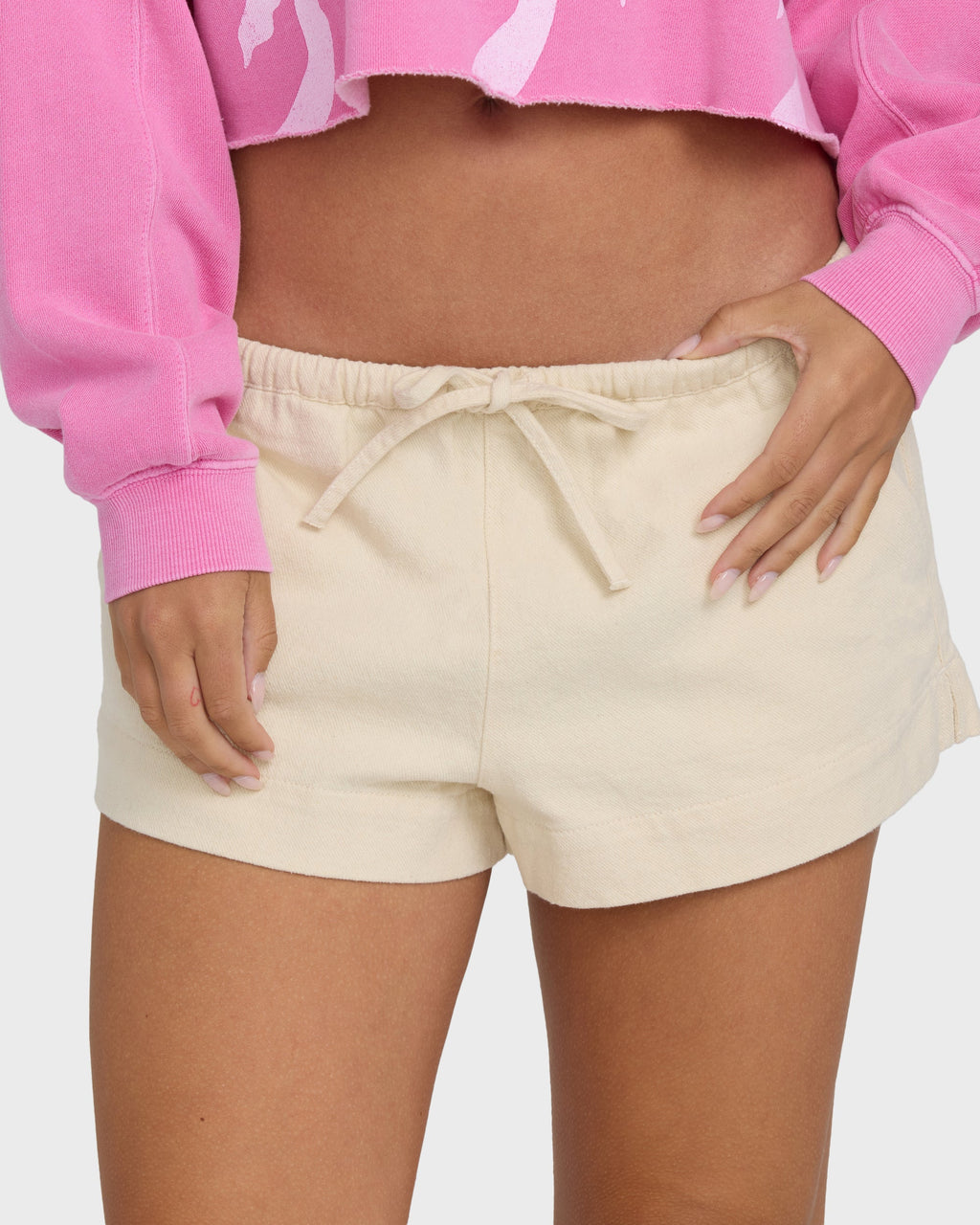 Low Tide Solid Woven Shorts - White Cap