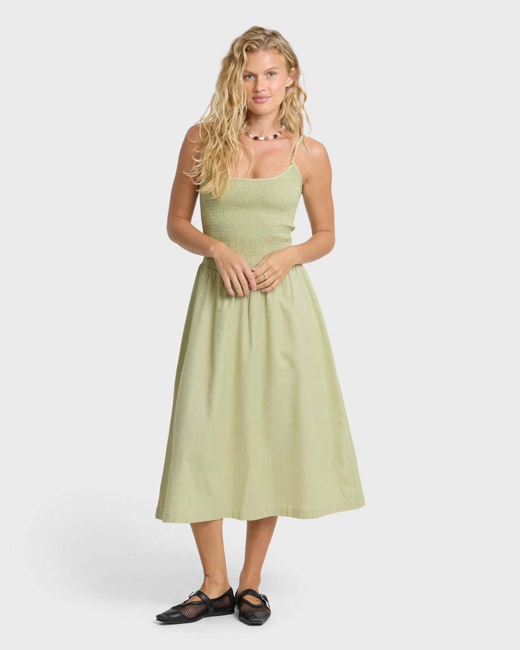 Hidden Cove Midi Dress - Smoke Green