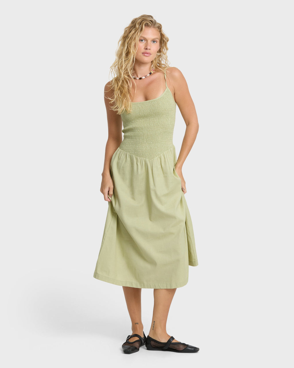 Hidden Cove Midi Dress - Smoke Green