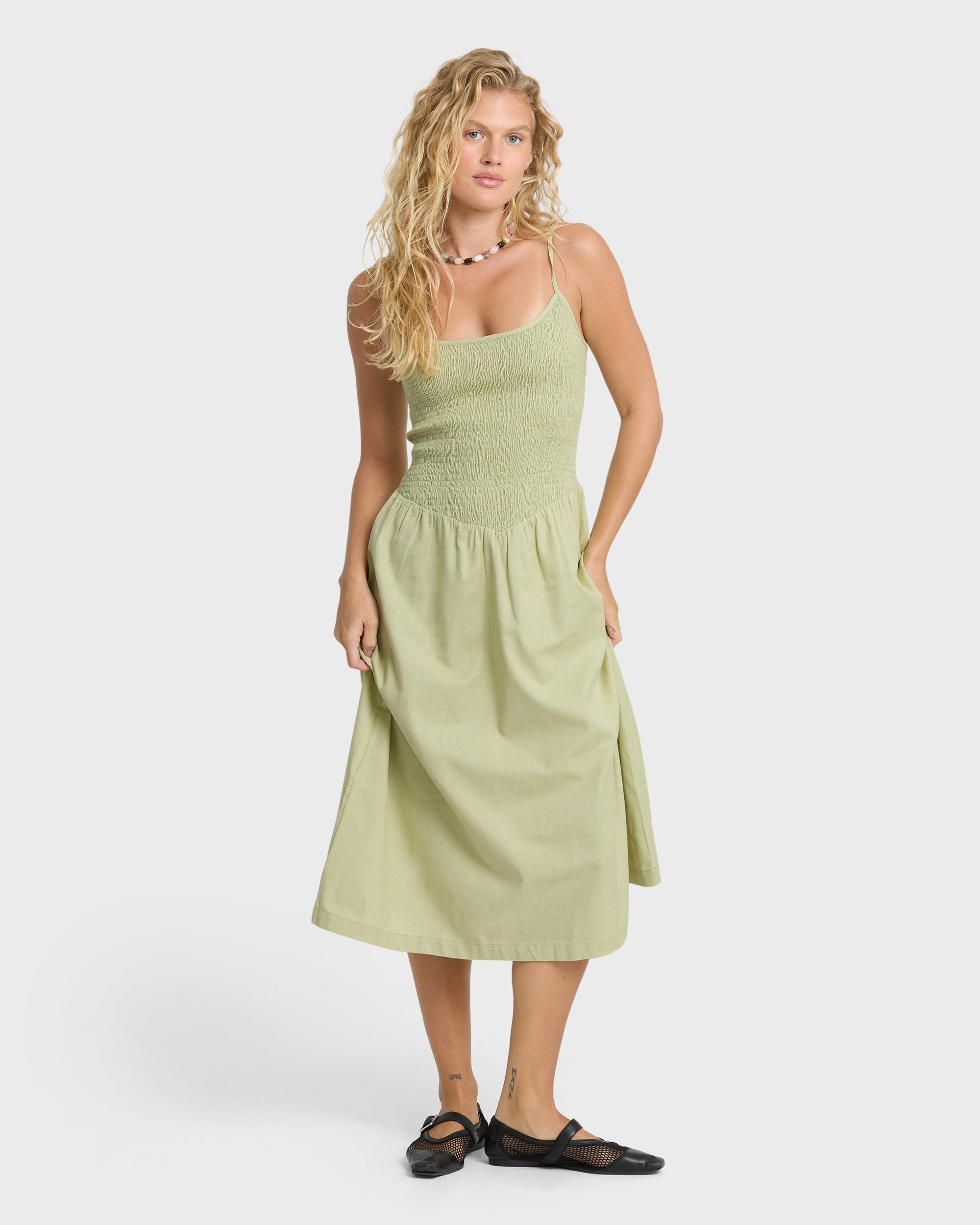 Hidden Cove Midi Dress - Smoke Green