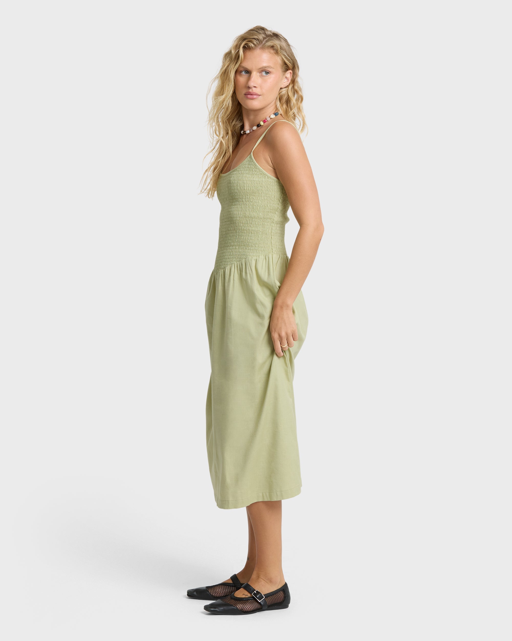 Hidden Cove Midi Dress - Smoke Green