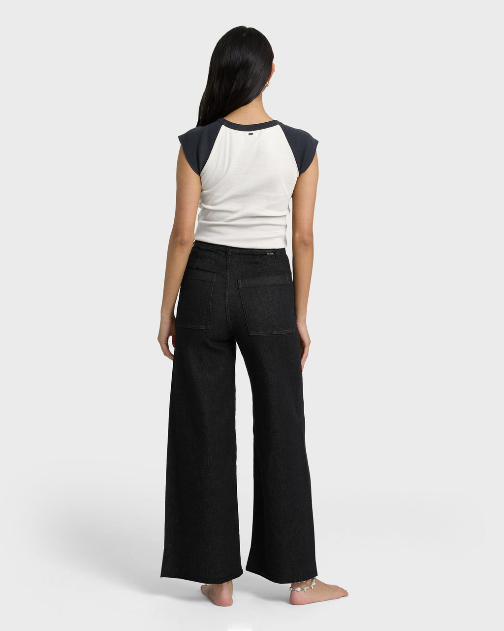 Free Fall High-Waist Twill Pants - Black