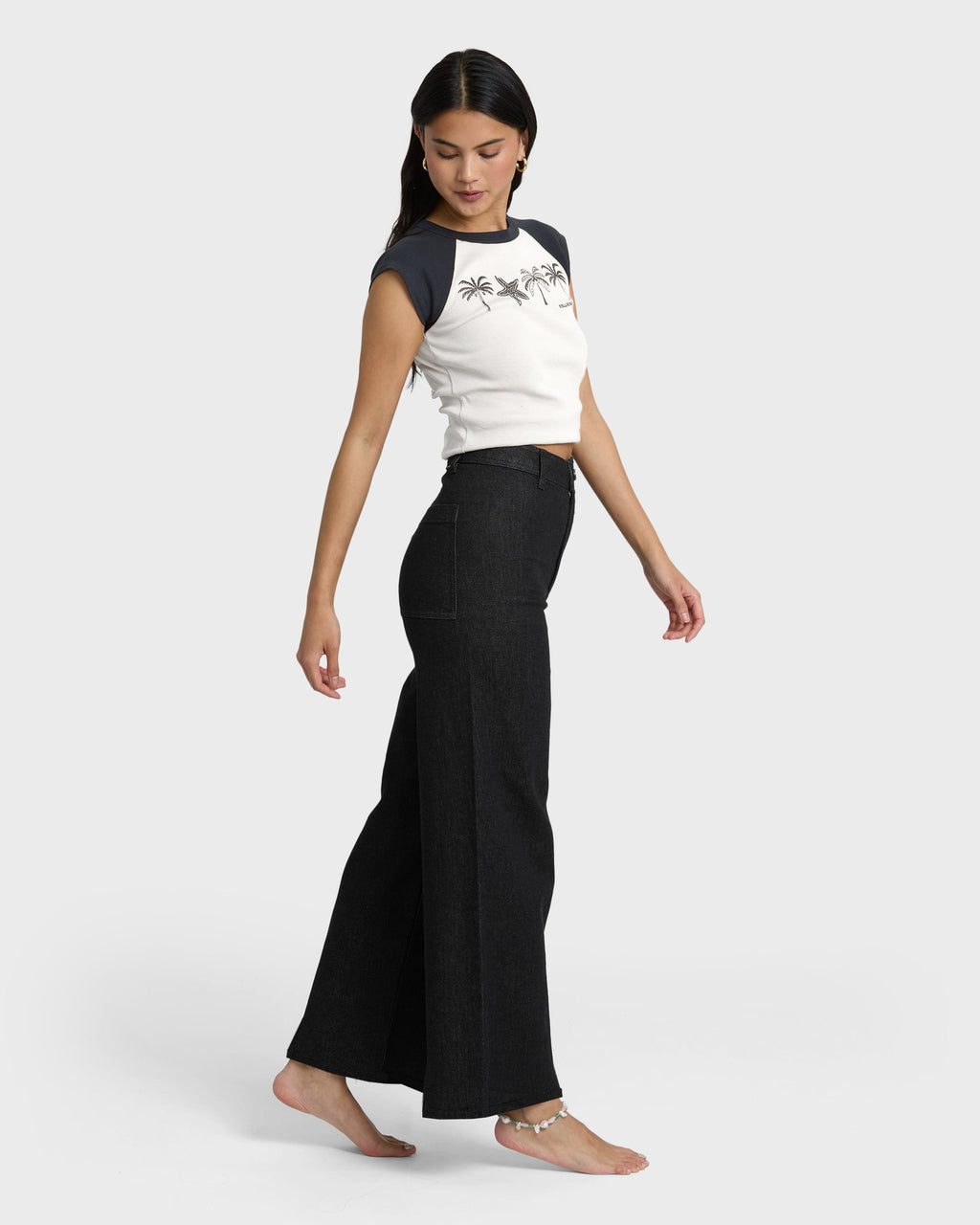 Free Fall High-Waist Twill Pants - Black
