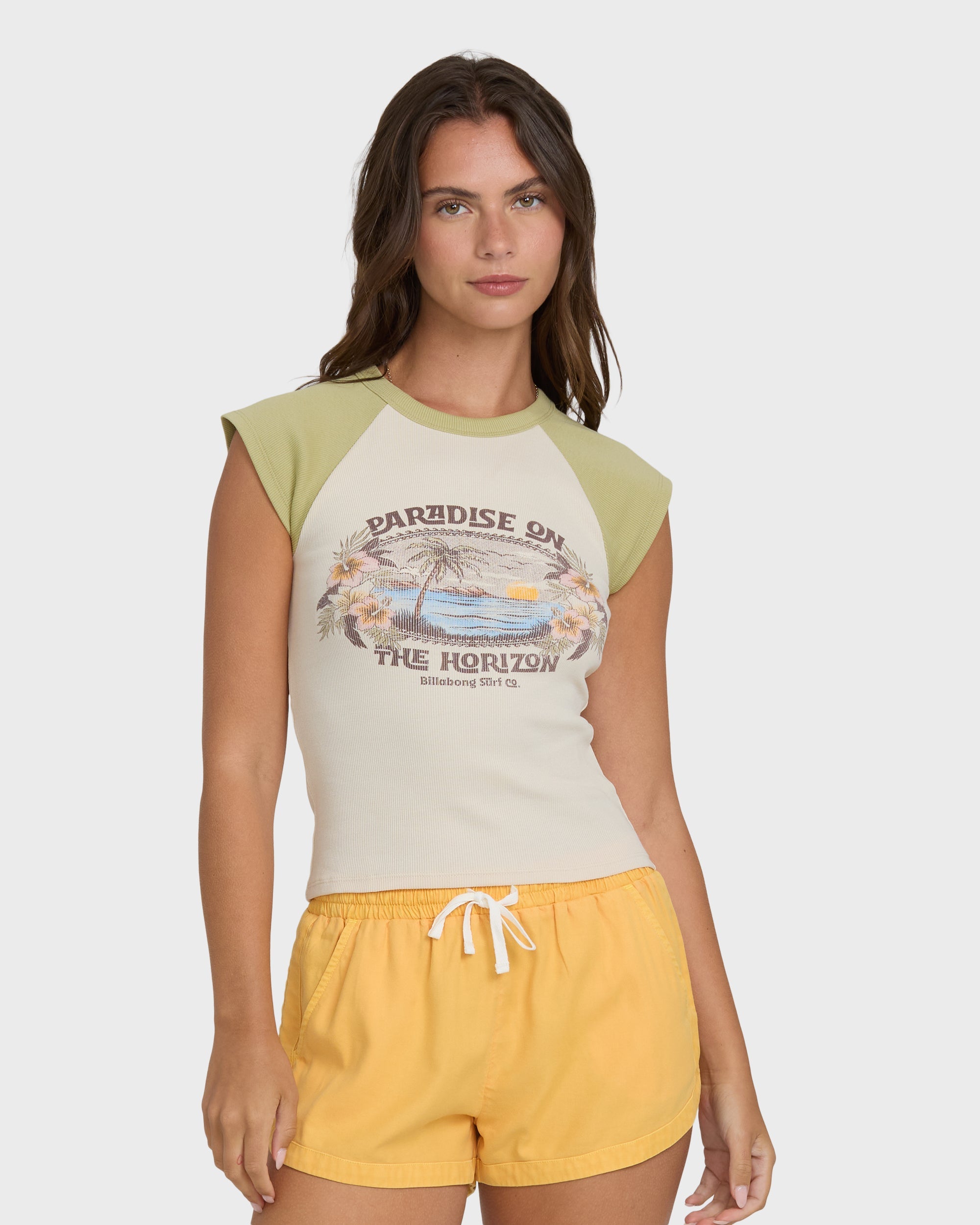 Horizon Raglan Short Sleeve Knit T-Shirt - Cactus