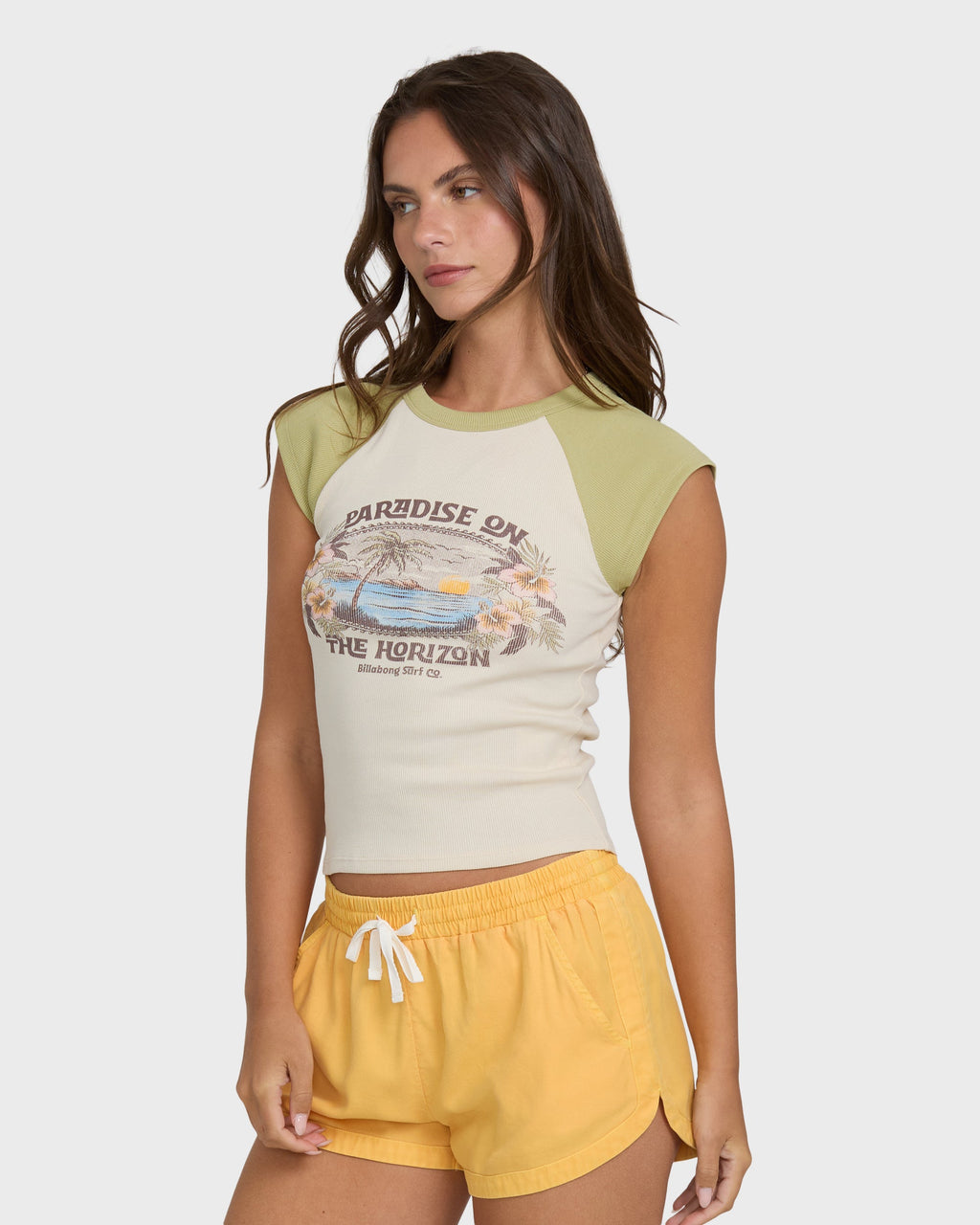 Horizon Raglan Short Sleeve Knit T-Shirt - Cactus