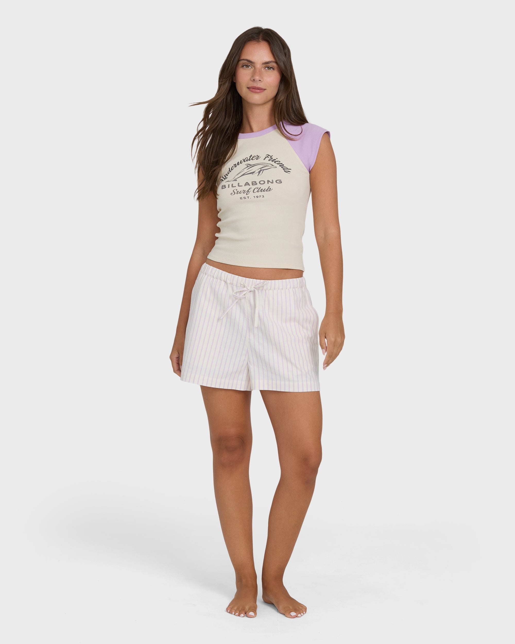 Horizon Raglan Short Sleeve Knit T-Shirt - Vintage Violet