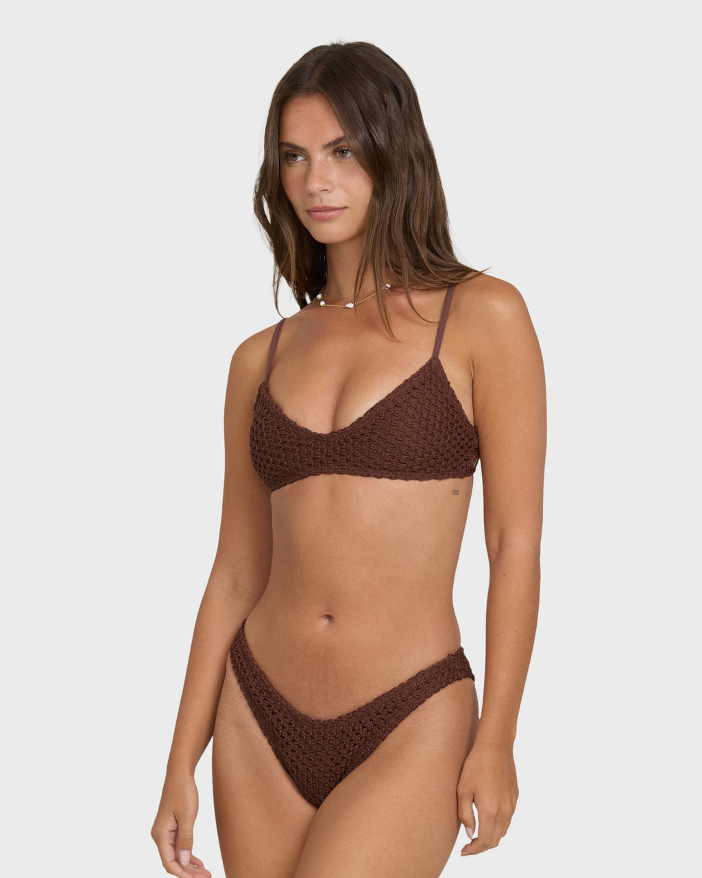 Twisted Tides V Bralette Bikini Top - Espresso