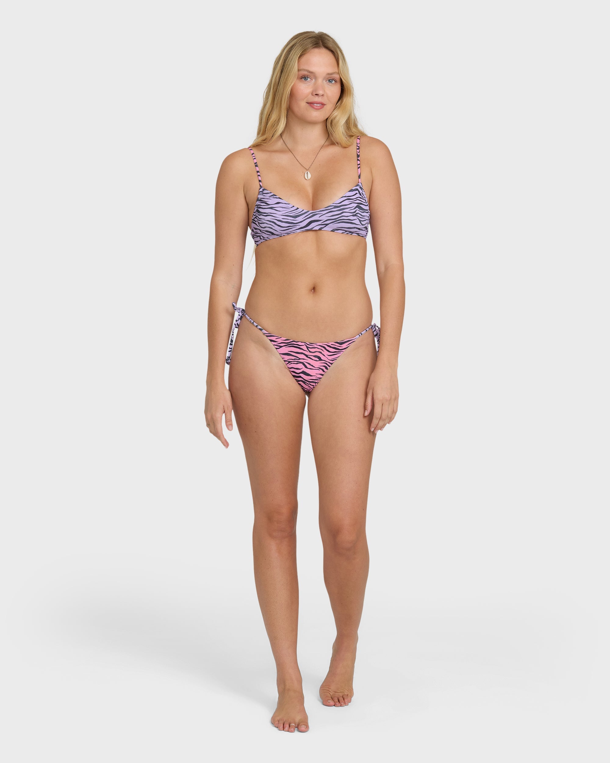 Pretty Wild Ruched V Bralette Bikini Top - Sweet Lilac
