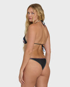 Party Wave Tie-Side Tanga Bikini Bottoms - Black Pebble