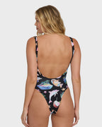 Party Wave Tanker One Piece Swimsuit - Black Pebble