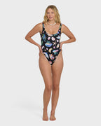 Party Wave Tanker One Piece Swimsuit - Black Pebble