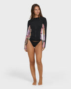 Dreamy Daze Zip Front Long Sleeve Rashguard - Black Pebble