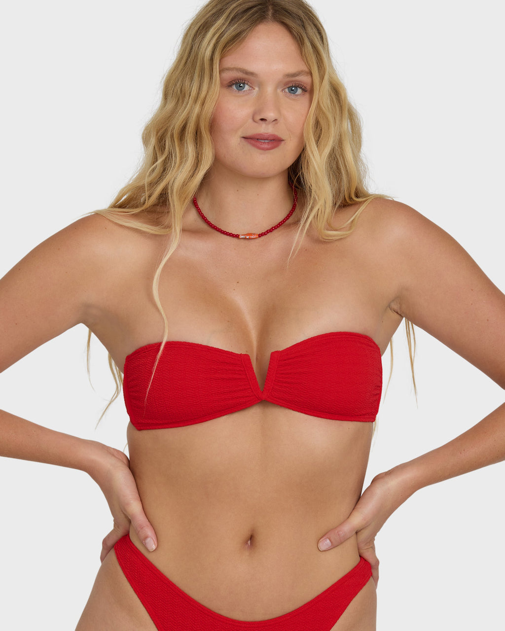 Rising Tide V Bandeau Bikini Top - Fiesta Red