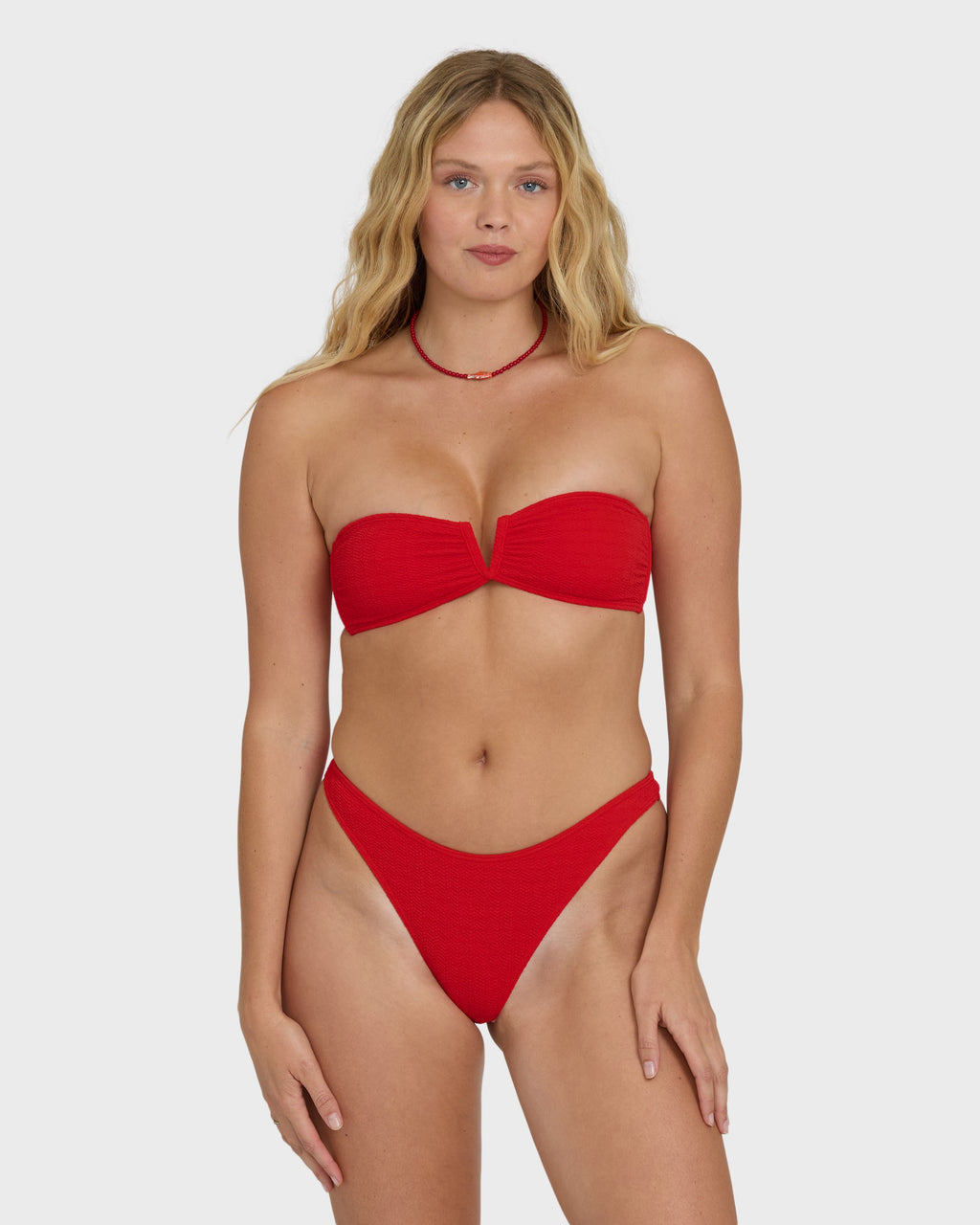 Rising Tide V Bandeau Bikini Top - Fiesta Red