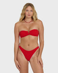 Rising Tide V Bandeau Bikini Top - Fiesta Red