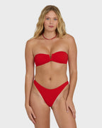 Rising Tide V Bandeau Bikini Top - Fiesta Red
