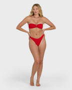 Rising Tide V Bandeau Bikini Top - Fiesta Red