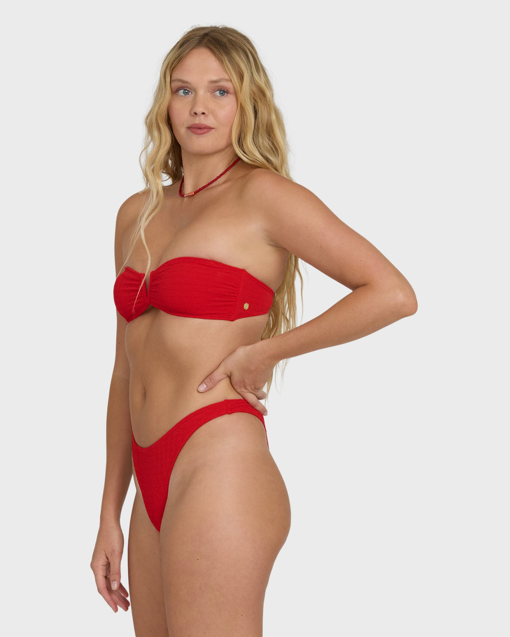 Rising Tide V Bandeau Bikini Top - Fiesta Red