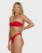 Rising Tide V Bandeau Bikini Top - Fiesta Red