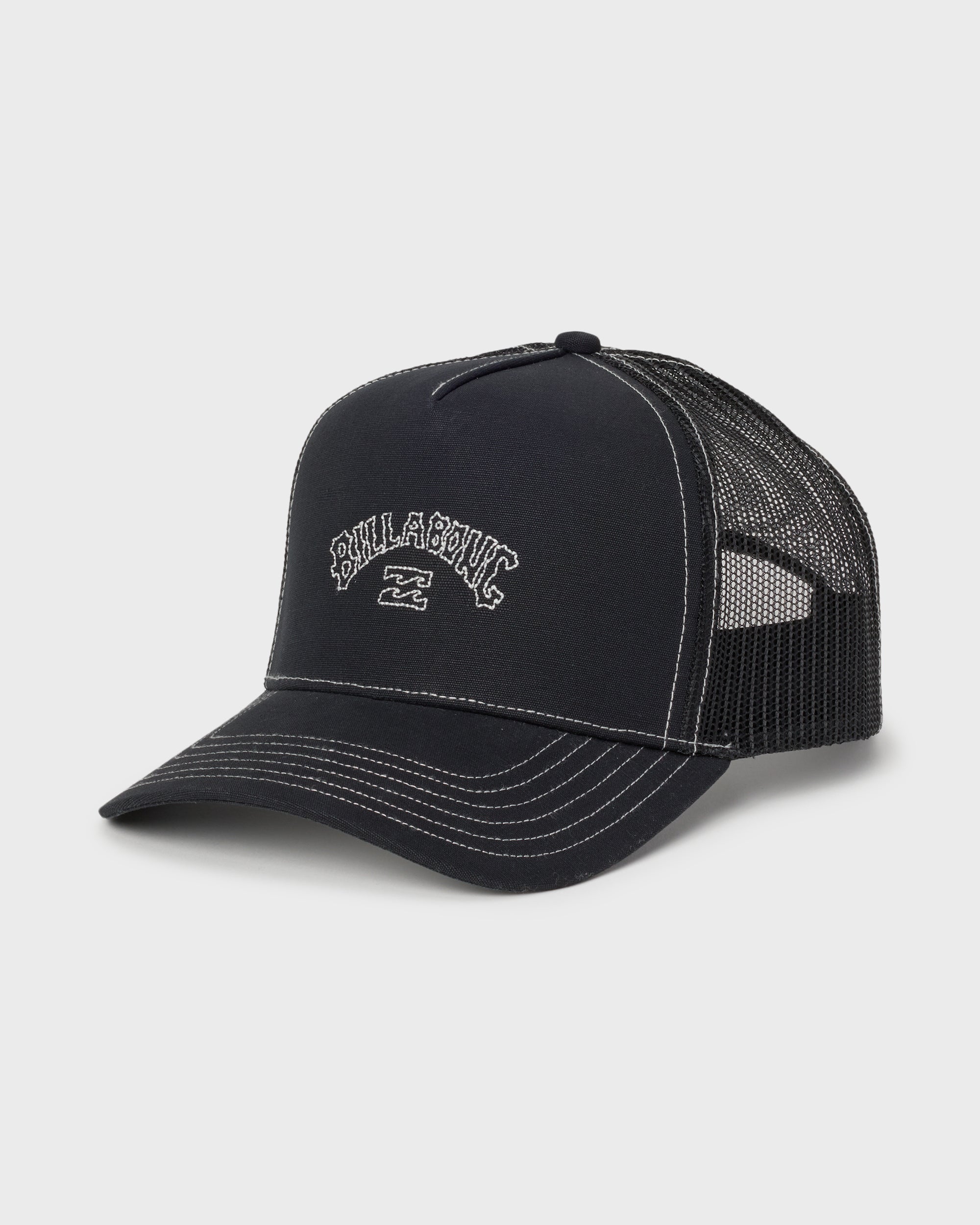 Peaked Trucker Hat - Black