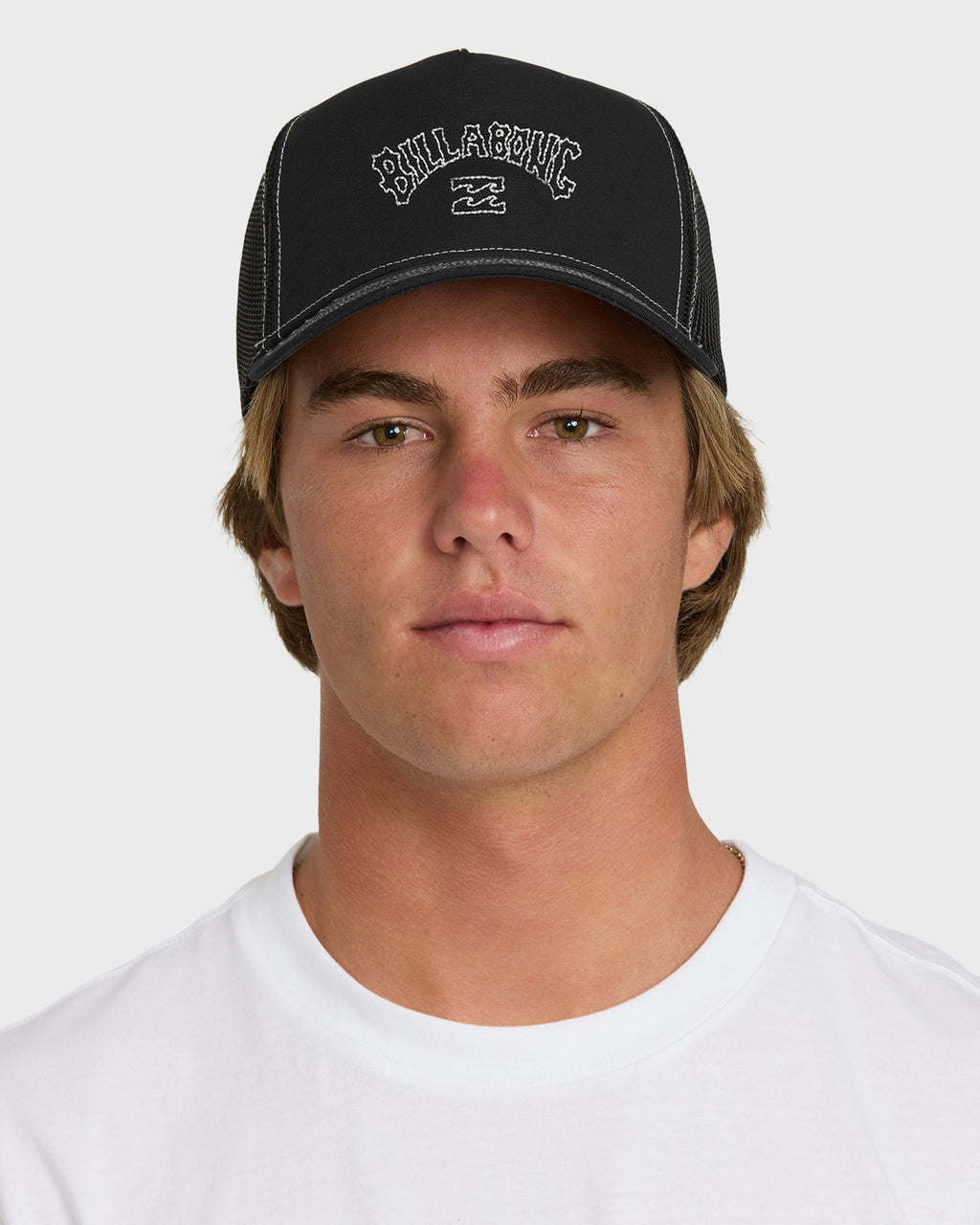 Peaked Trucker Hat - Black
