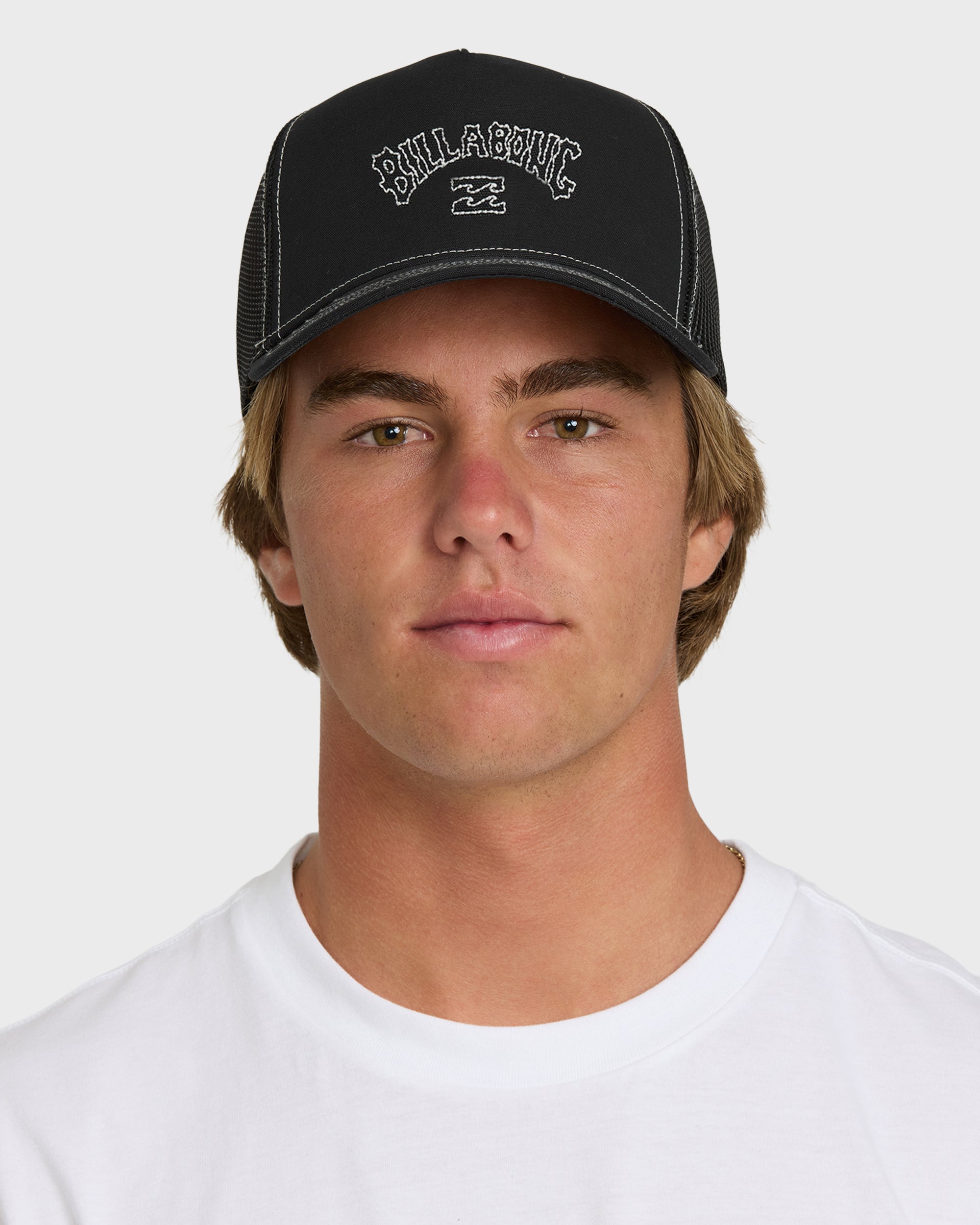 Peaked Trucker Hat - Black