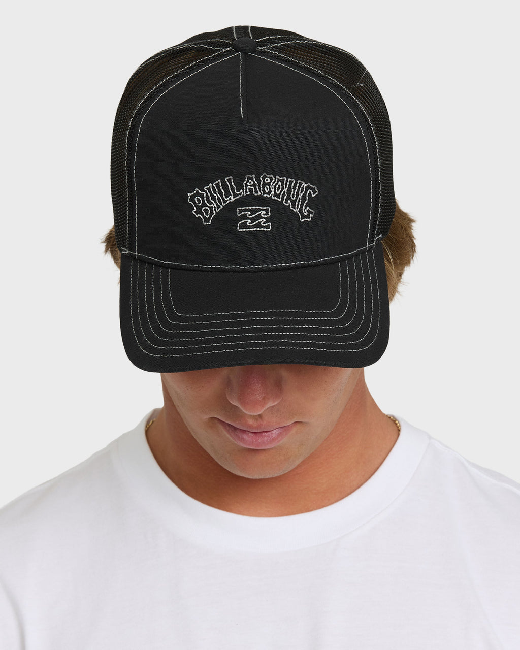 Peaked Trucker Hat - Black