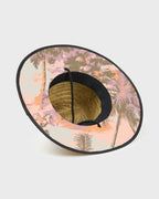 Tides Print Straw Lifeguard Hat - Peach