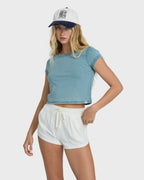 Road Trippin Elastic Waist Shorts - Salt Crystal