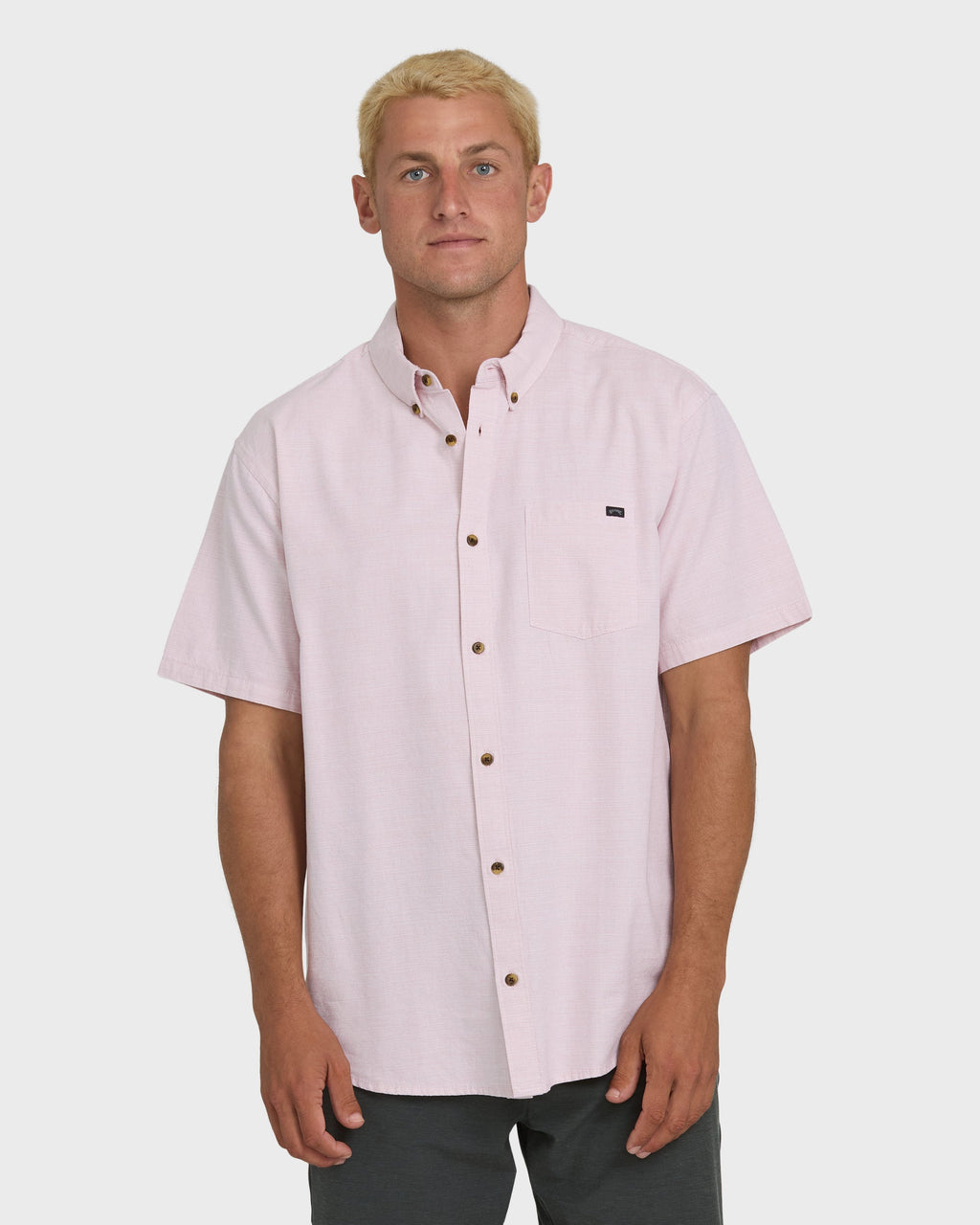 All Day Short Sleeve Woven Shirt - Ash Rose