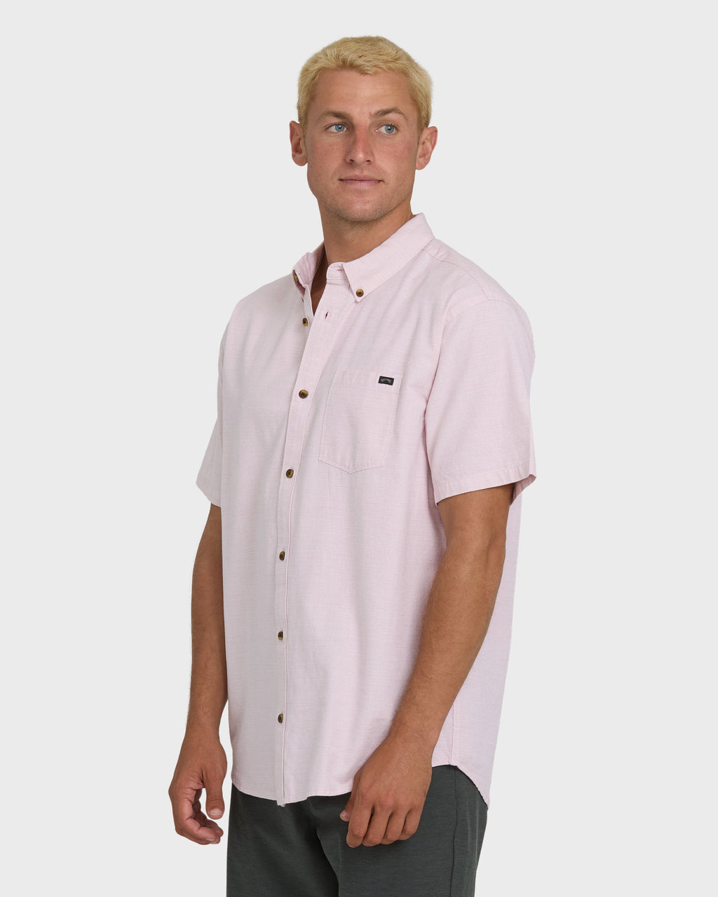 All Day Short Sleeve Woven Shirt - Ash Rose