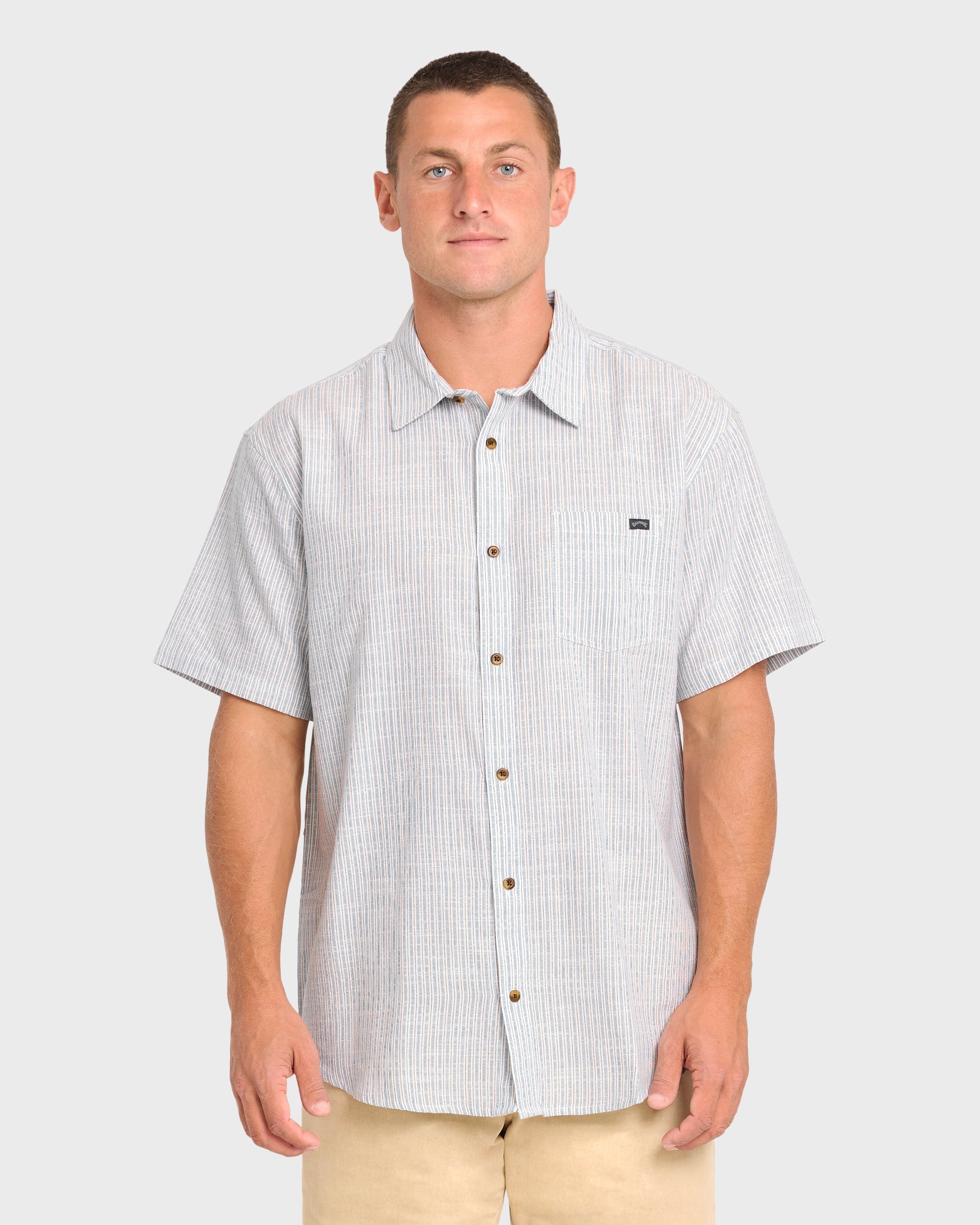 All Day Stripe Short Sleeve Woven Shirt - Off White