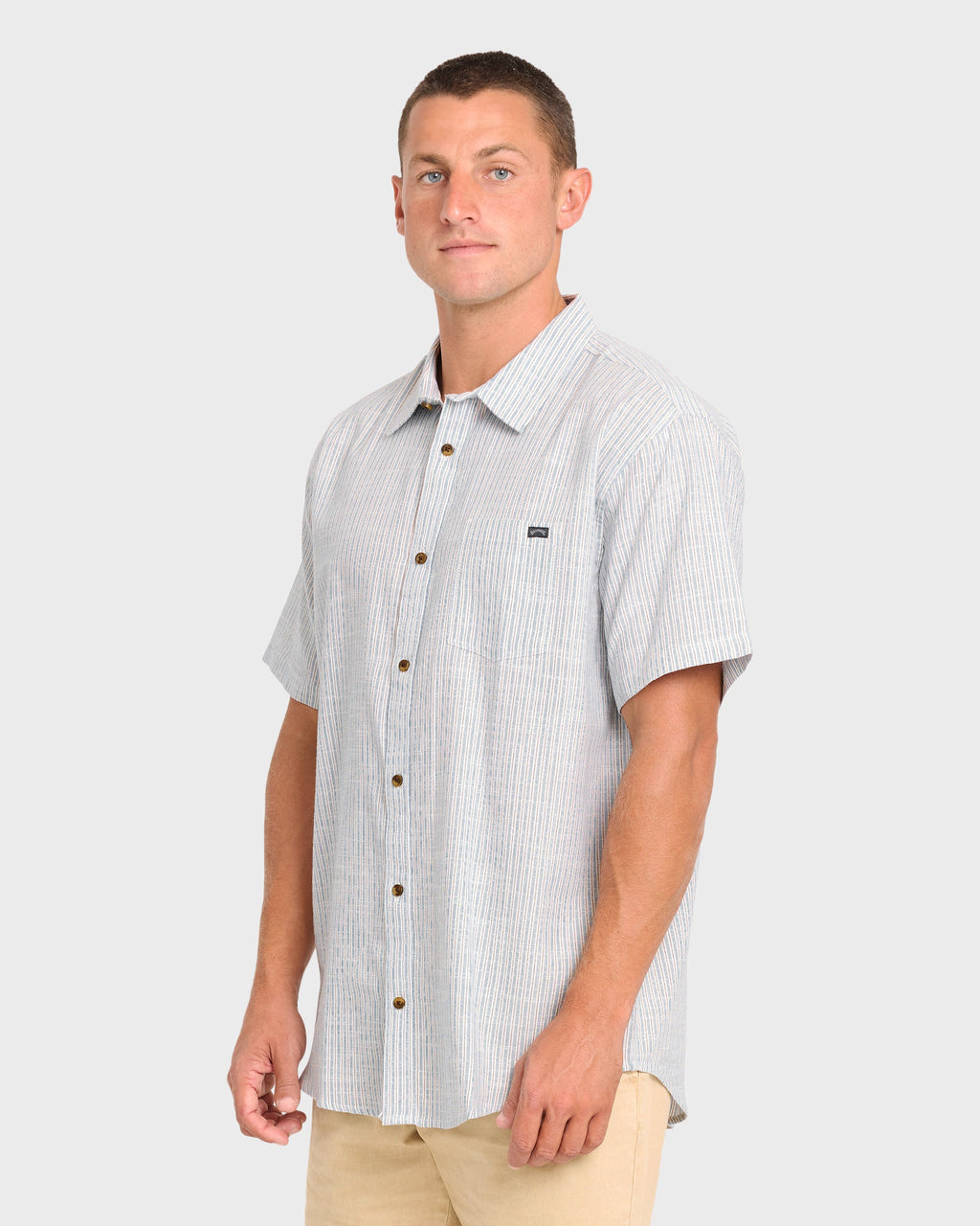 All Day Stripe Short Sleeve Woven Shirt - Off White