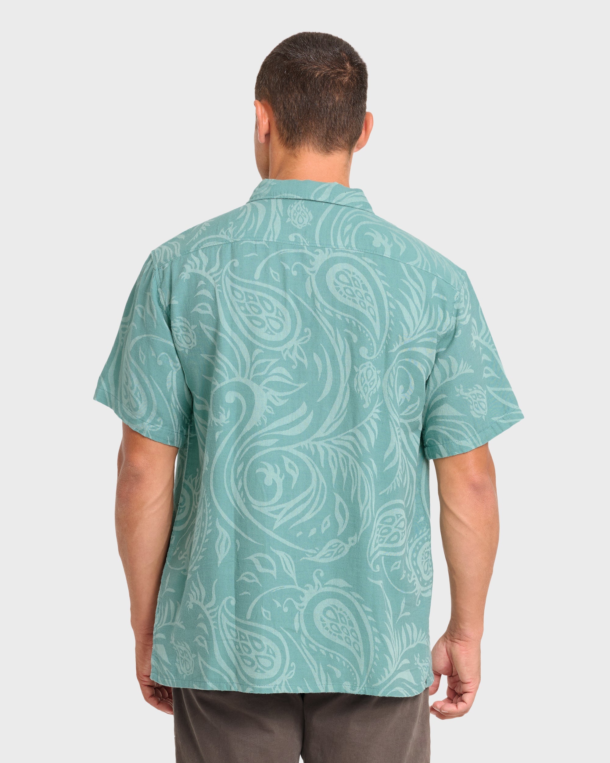 Sundays Jacquard Short Sleeve Woven Shirt - Blue Surf