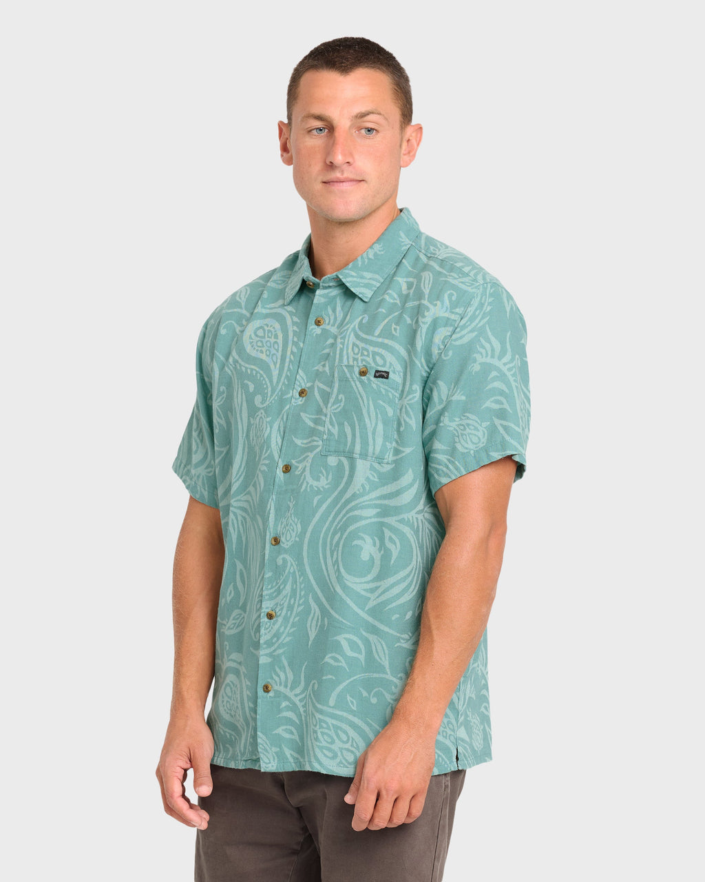 Sundays Jacquard Short Sleeve Woven Shirt - Blue Surf