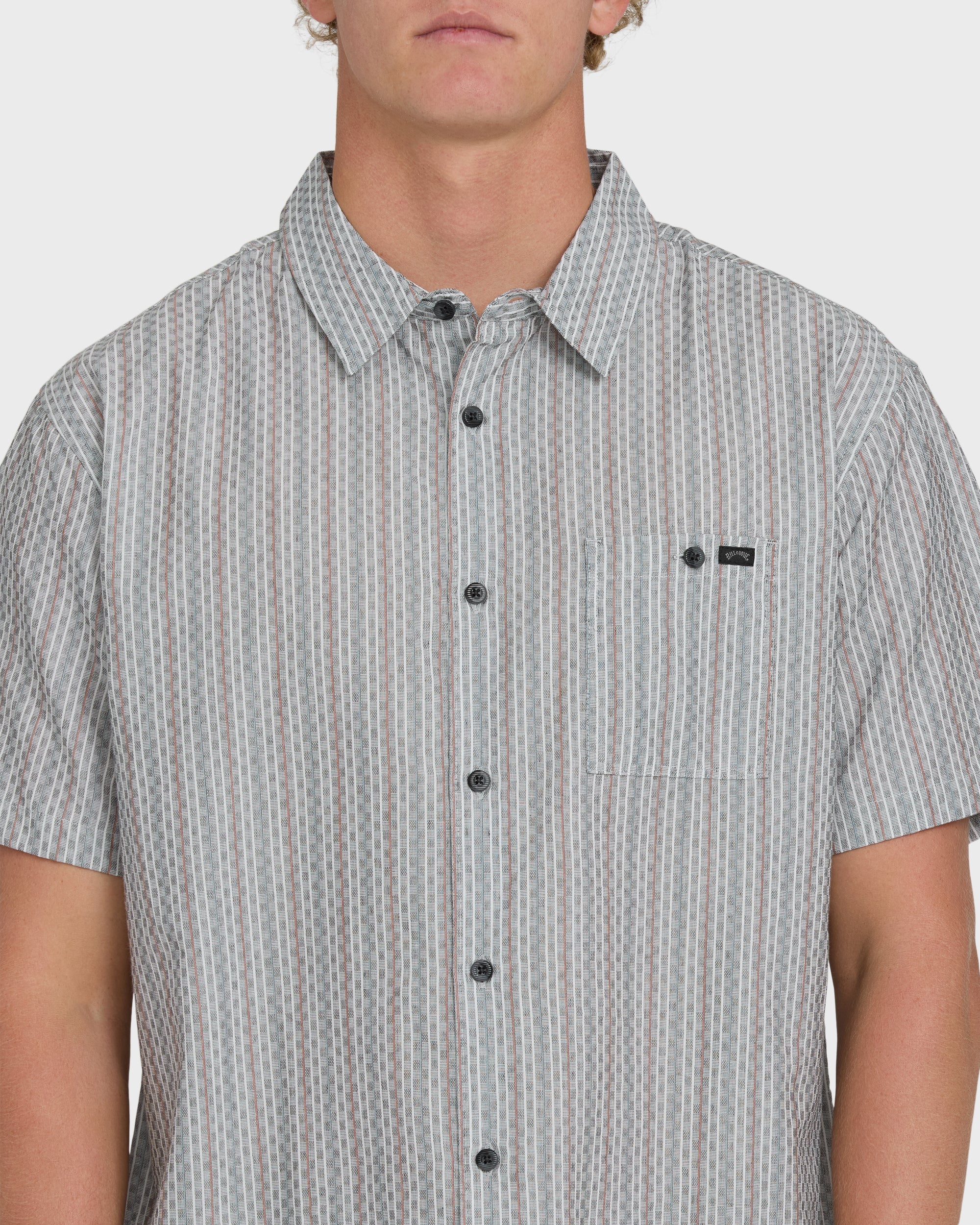 Sundays Jacquard Short Sleeve Woven Shirt - Fog Gray