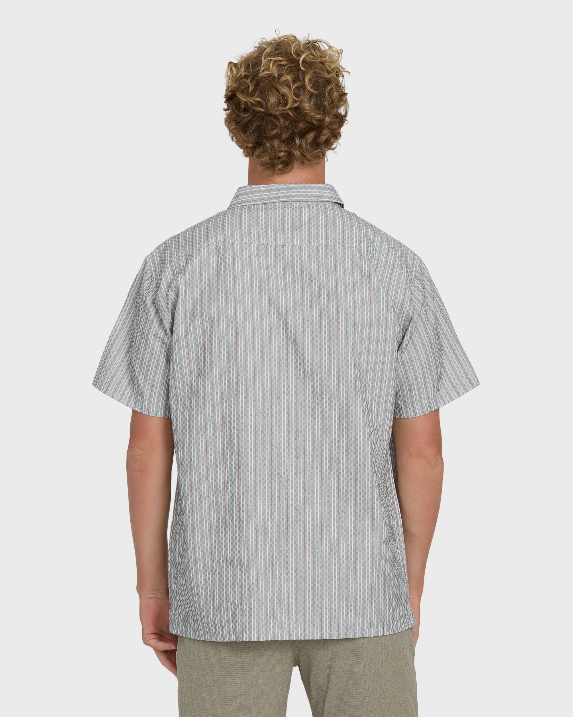 Sundays Jacquard Short Sleeve Woven Shirt - Fog Gray