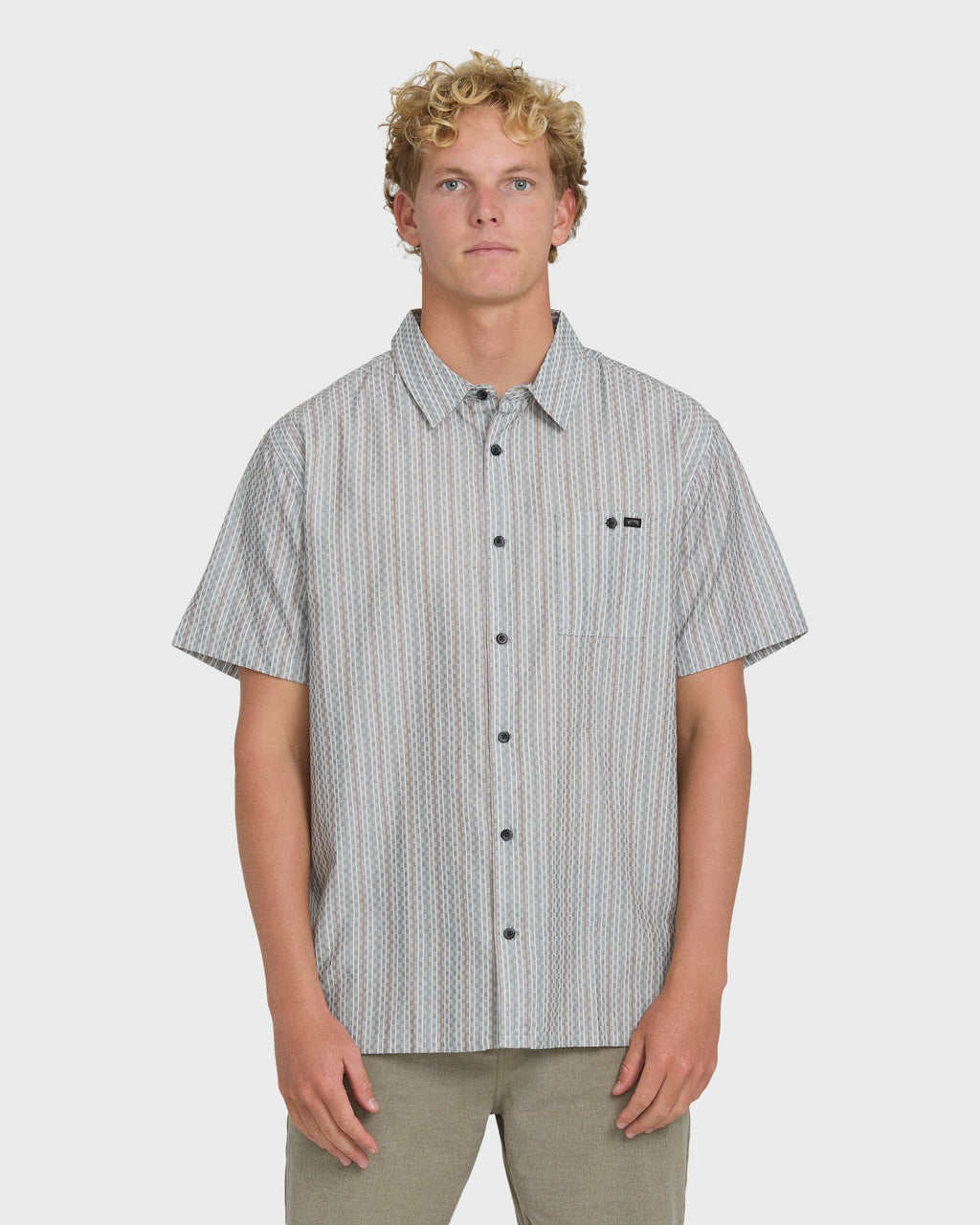 Sundays Jacquard Short Sleeve Woven Shirt - Fog Gray