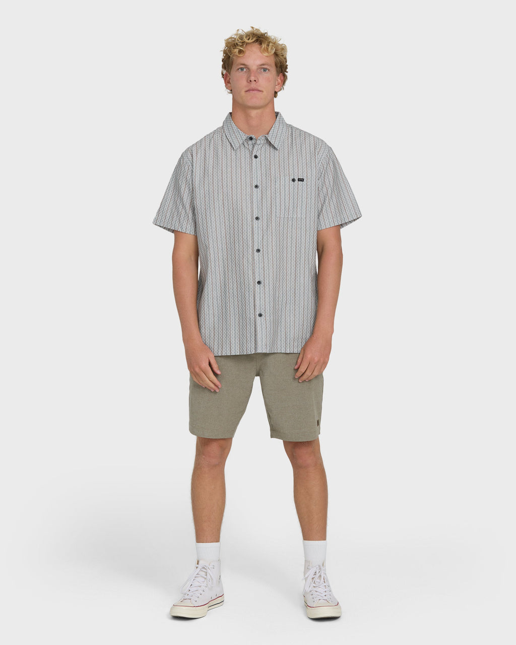Sundays Jacquard Short Sleeve Woven Shirt - Fog Gray