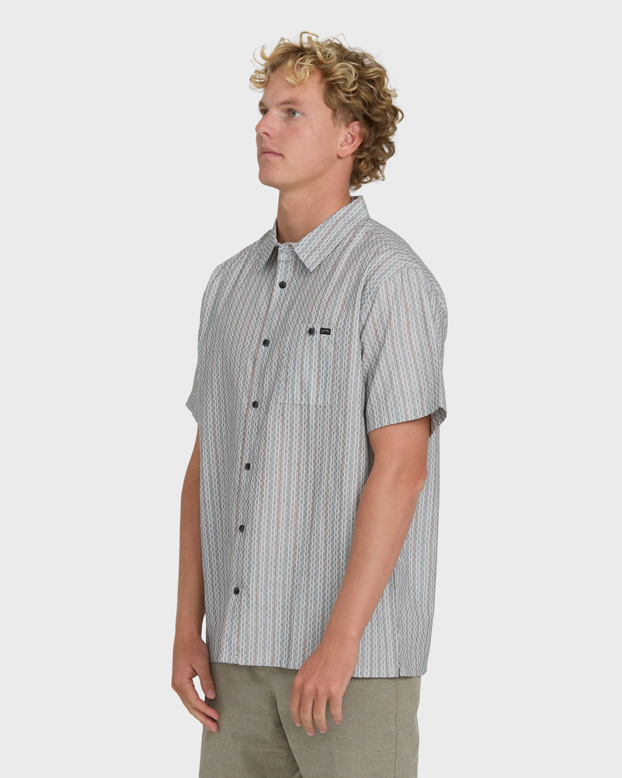 Sundays Jacquard Short Sleeve Woven Shirt - Fog Gray