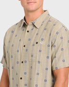 Sundays Jacquard Short Sleeve Woven Shirt - Pale Khaki